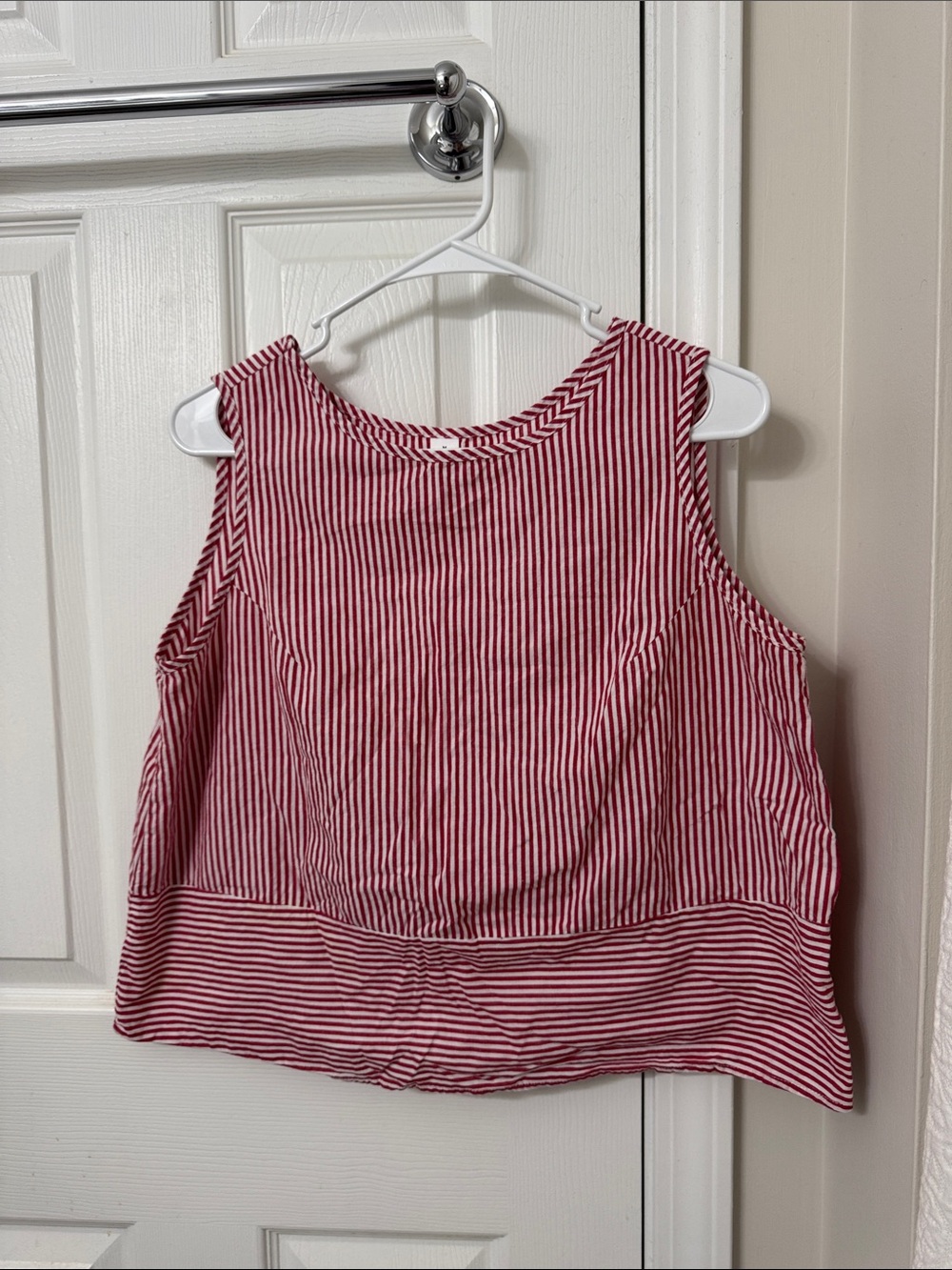 Red & White Striped Sleeveless Tank Top